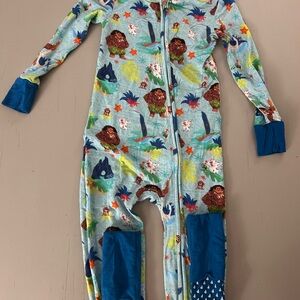 Posh Peanut Blue Footies One Piece with Safari Print